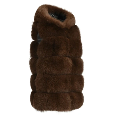 Wanan Touch Calere Dark Gey Vest In Fox Fur