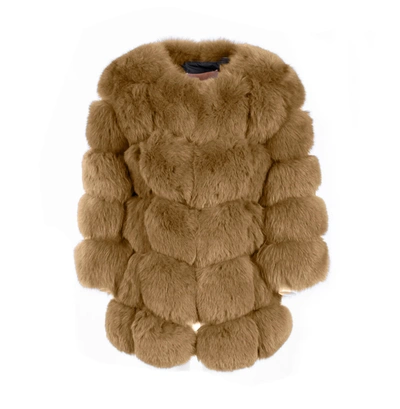 Wanan Touch Classic Camel Fox Fur Jacket