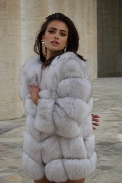 Wanan Touch Classic Camel Fox Fur Jacket