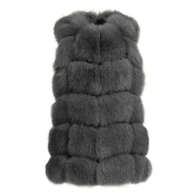 Wanan Touch Classy Dark Grey Vest In Fox Fur