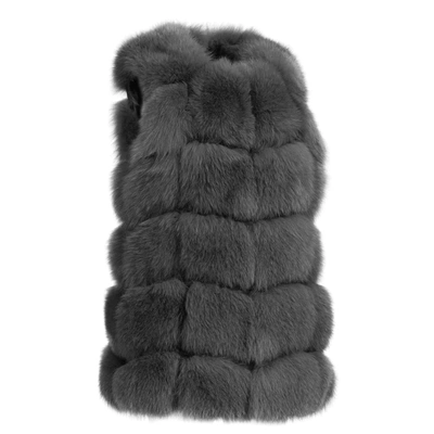 Wanan Touch Classy Dark Grey Vest In Fox Fur
