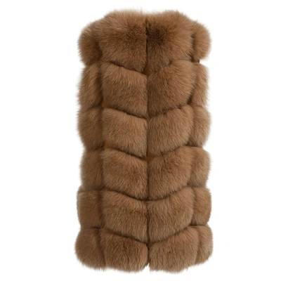 Wanan Touch Calere Camel Vest In Fox Fur