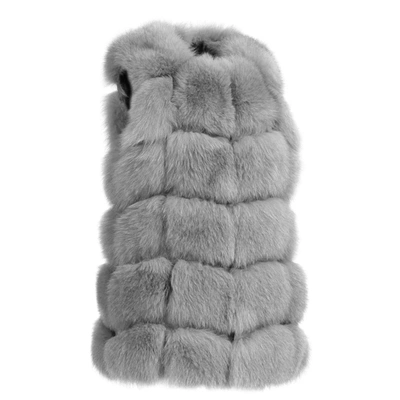 Wanan Touch Classy Grey Vest In Fox Fur