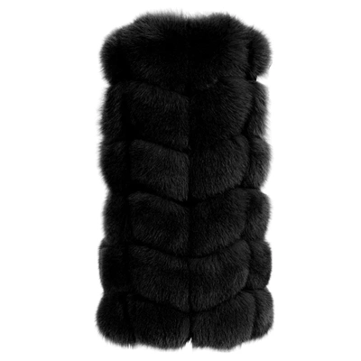 Wanan Touch Calere Dark Gey Vest In Fox Fur