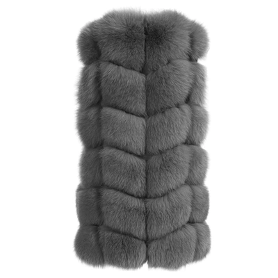 Wanan Touch Classy Dark Grey Vest In Fox Fur