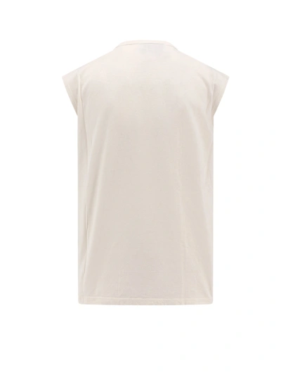 Shop Amaranto Cotton And Linen Top With Logoed Label