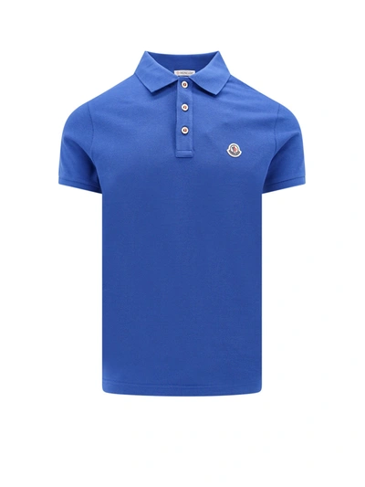 Shop Moncler Cotton Polo Shirt With Logo Patch On The Front