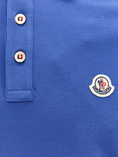Shop Moncler Cotton Polo Shirt With Logo Patch On The Front