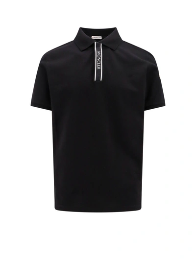 Shop Moncler Cotton Polo Shirt With Logo Rubber Detail