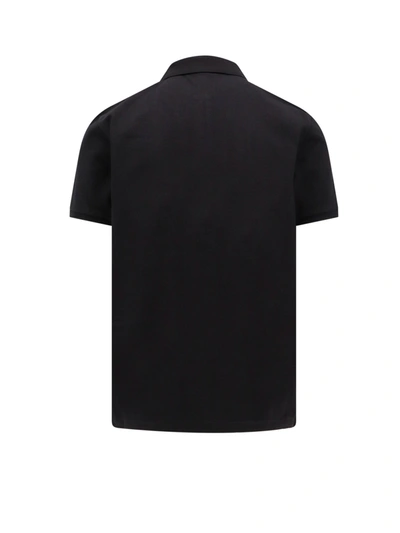 Shop Moncler Cotton Polo Shirt With Logo Rubber Detail