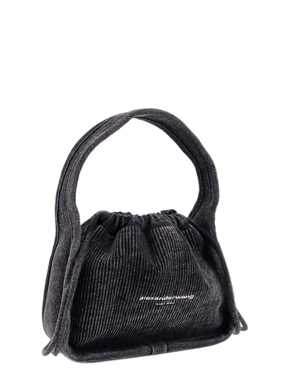 Shop Alexander Wang Denim Handbag With Frontal Logo
