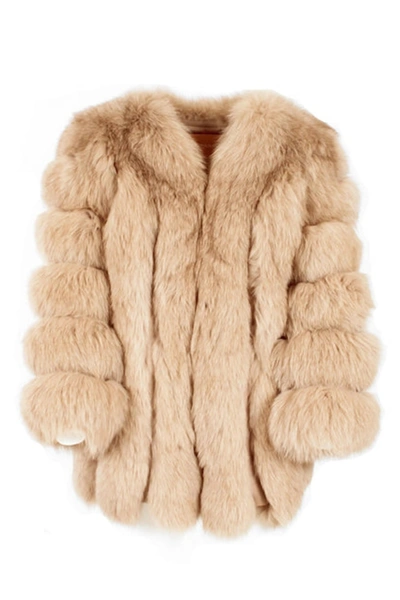 Wanan Touch Paris Camel Jacket In Fox Fur