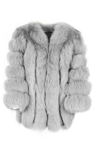 Wanan Touch Paris Light Grey Jacket In Fox Fur