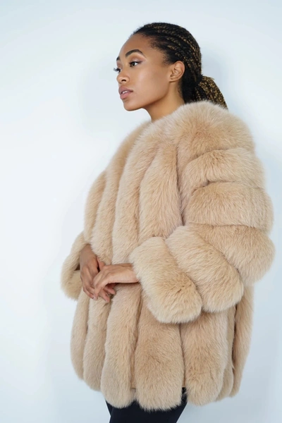 Wanan Touch Paris Camel Jacket In Fox Fur