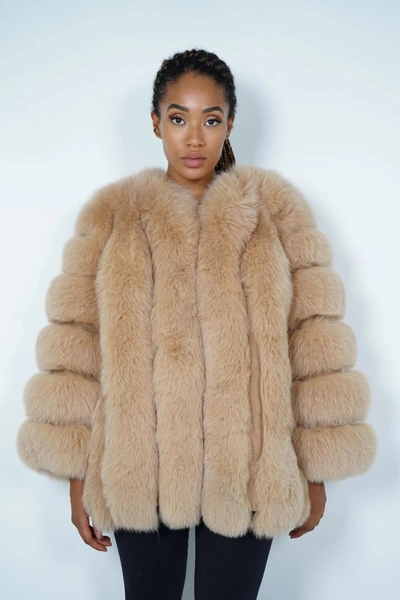 Wanan Touch Paris Camel Jacket In Fox Fur