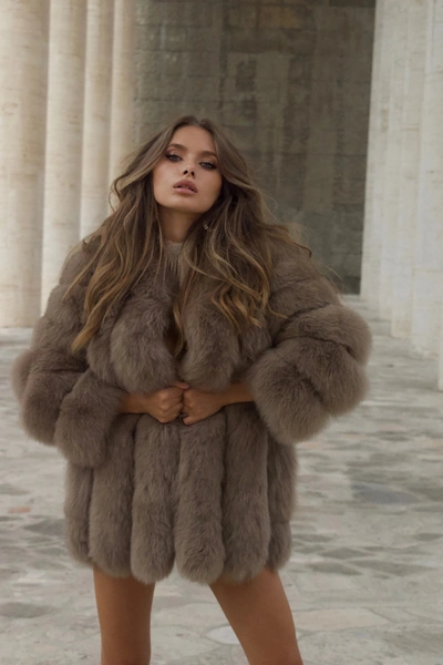 Wanan Touch Classic Kaki Fox Fur Jacket