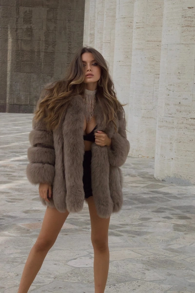 Wanan Touch Classic Kaki Fox Fur Jacket