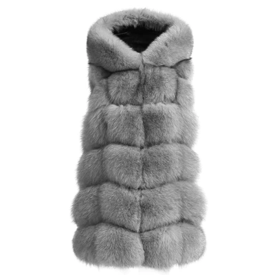 Wanan Touch Poppy Grey Vest In Fox Fur