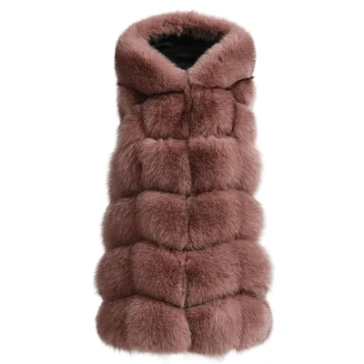 Wanan Touch Poppy Brown Vest In Fox Fur