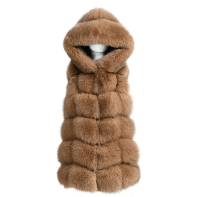 Wanan Touch Poppy Camel Vest In Fox Fur