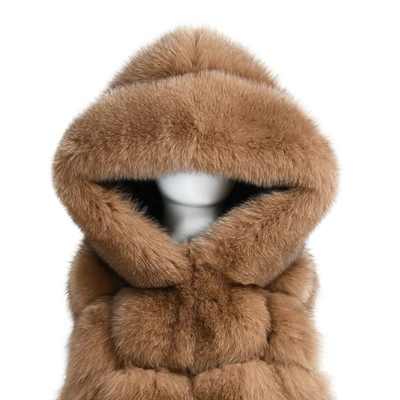 Wanan Touch Poppy Camel Vest In Fox Fur