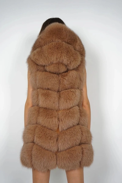 Wanan Touch Poppy Grey Vest In Fox Fur