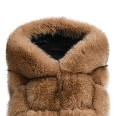 Wanan Touch Poppy Camel Vest In Fox Fur