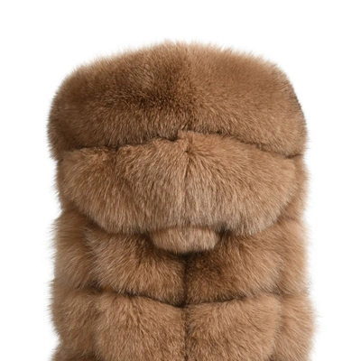 Wanan Touch Poppy Camel Vest In Fox Fur