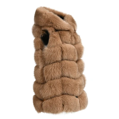 Wanan Touch Poppy Camel Vest In Fox Fur