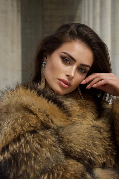 Wanan Touch Raton Beige Jacket In Raccoon Fur