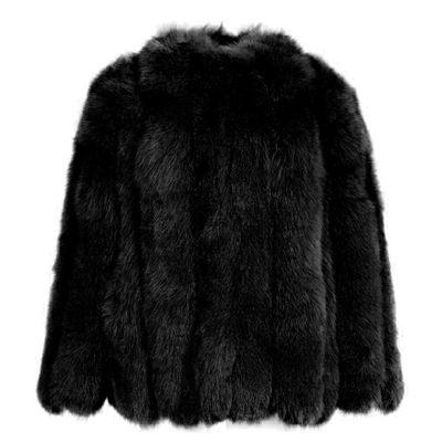 Wanan Touch Reine Black Fox Fur Jacket