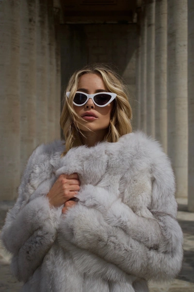 Wanan Touch Reine Gray Fox Fur Jacket