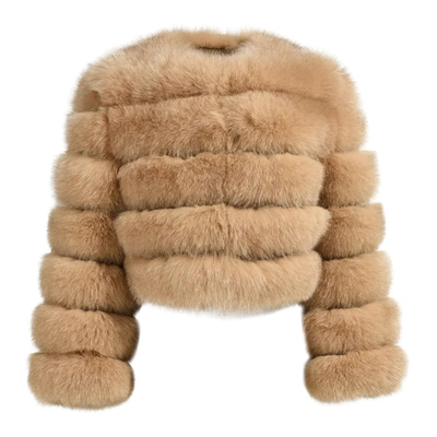 Wanan Touch Paris Camel Jacket In Fox Fur
