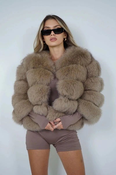 Wanan Touch Rouge Kaki Fox Fur Jacket