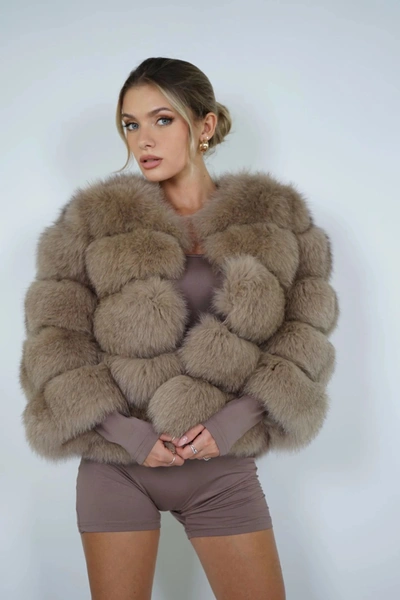 Wanan Touch Rouge Kaki Fox Fur Jacket