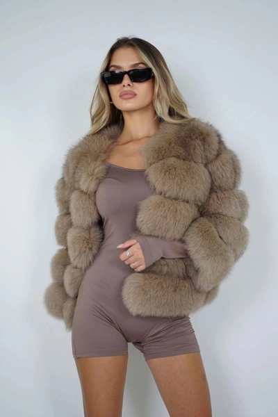 Wanan Touch Rouge Kaki Fox Fur Jacket