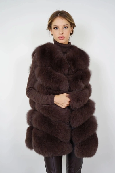 Wanan Touch Roxanne Brown Fox Fur Vest