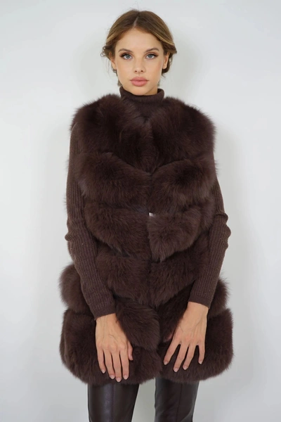 Wanan Touch Roxanne Brown Fox Fur Vest