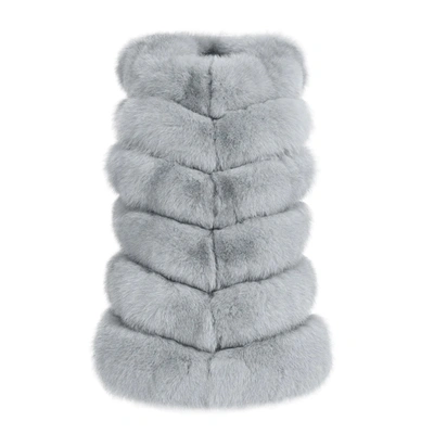 Wanan Touch Classy Grey Vest In Fox Fur