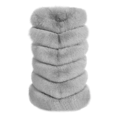 Wanan Touch Classy Grey Vest In Fox Fur