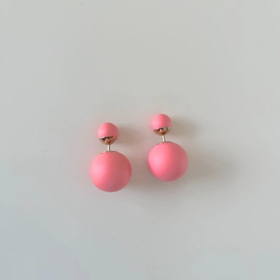 Pre-owned Dior Light Pink Matte Tribal Earrings