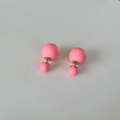 Pre-owned Dior Light Pink Matte Tribal Earrings