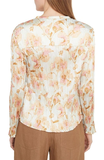 Shop Vince Floral Crushed Satin Blouse In Soleil