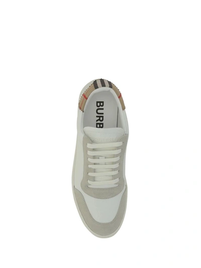 Shop Burberry Sneakers In Neutral White