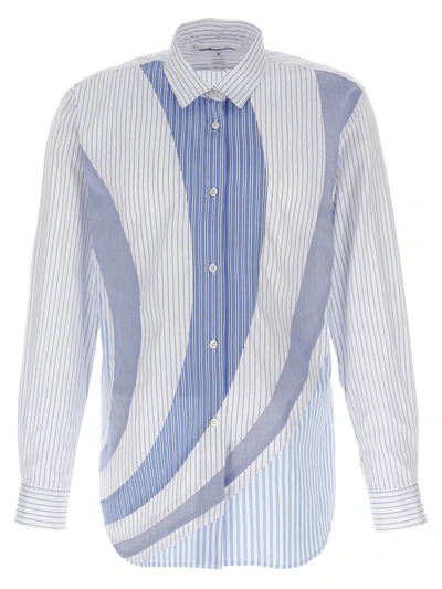 Shop Comme Des Garçons Striped Shirt In Light Blue