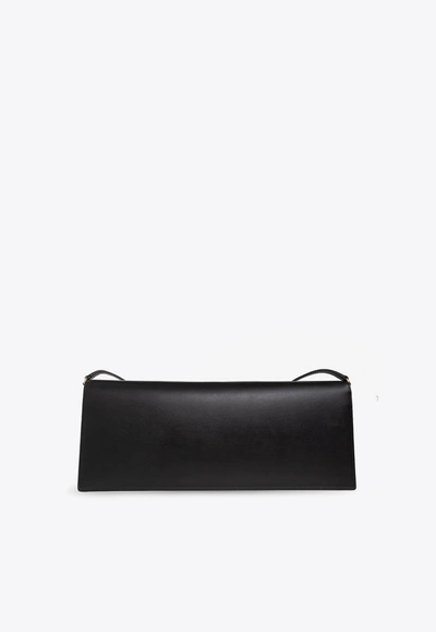 Shop Dolce & Gabbana 3d-effect Logo Leather Baguette Bag In Black