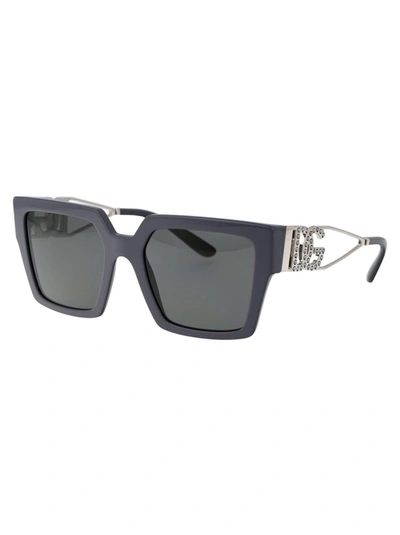 Dolce & Gabbana Crystal-embellished Square-frame Sunglasses In 309087 Grey