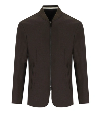 Shop Emporio Armani Brown Blue Reversible Jacket