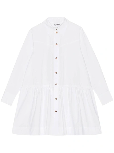 Shop Ganni Shirt Dress In White