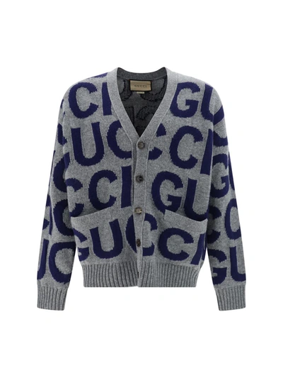 Shop Gucci Knitwear In Grey/blue